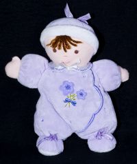 Carters Girl Doll Lavender Purple Flowers Lovey Rattle Plush